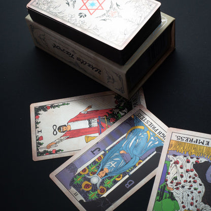 Ezüst metál Waite tarotkártya szett – kézikönyvvel