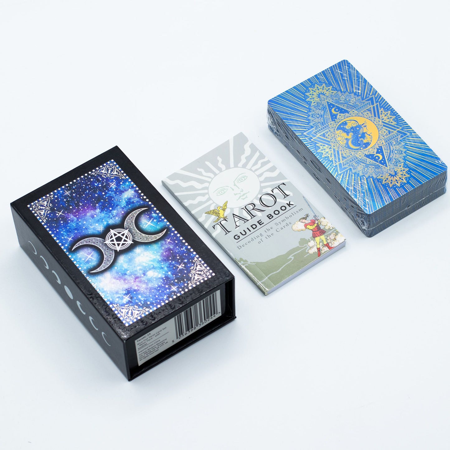 Modrá metalická súprava tarotových kariet – Mesačná tvár – s príručkou