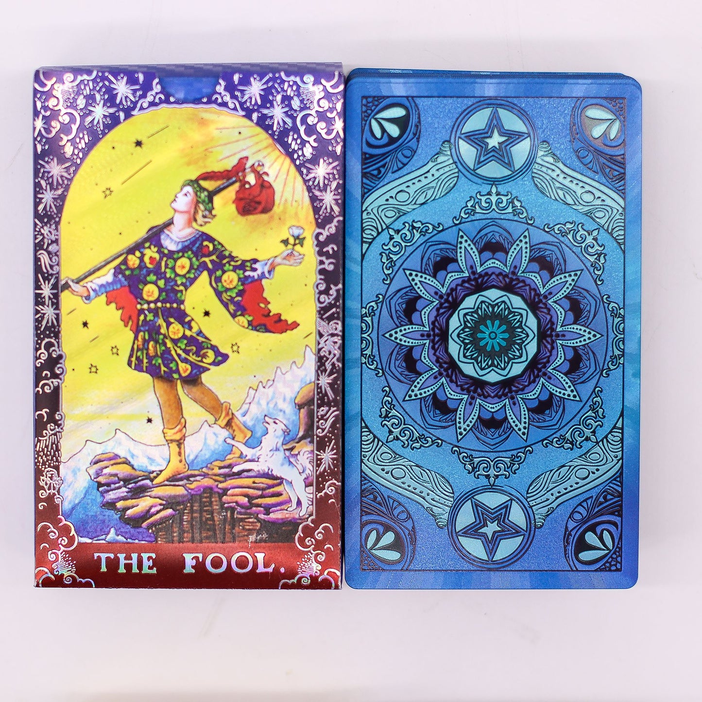 Tarot kártyakészlet kék fémes fóliával – Mandala – útmutatóval